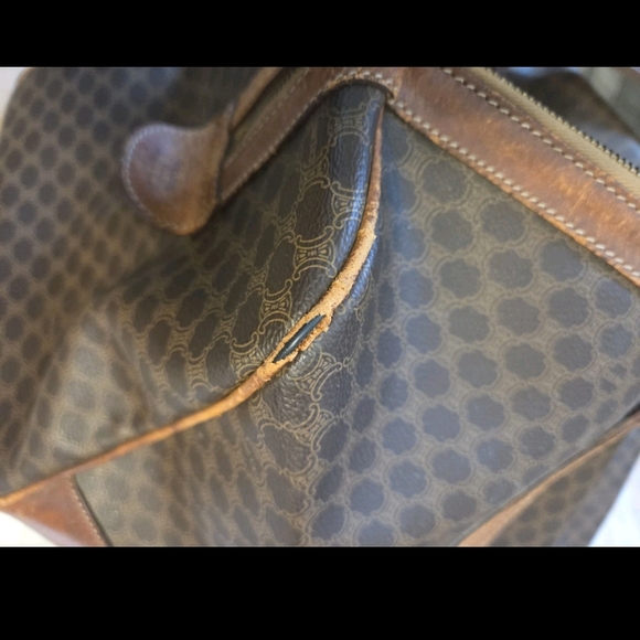 Celine Triomphe Macadam Boston Bag Brown Leather Large Capacity W Sholder Strap - Picture 8 of 14